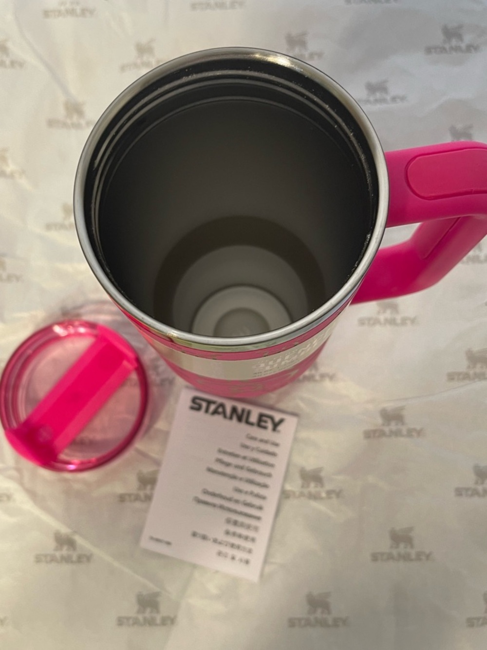Custom Stanley 40oz Hot Pink Tumbler with Gold Accents - Picture 4 of 5